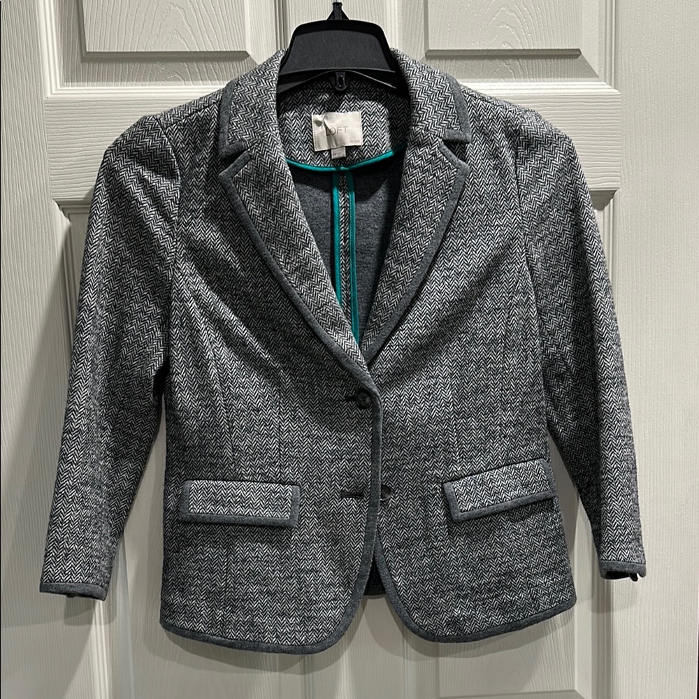 Loft Gray Herringbone Blazer